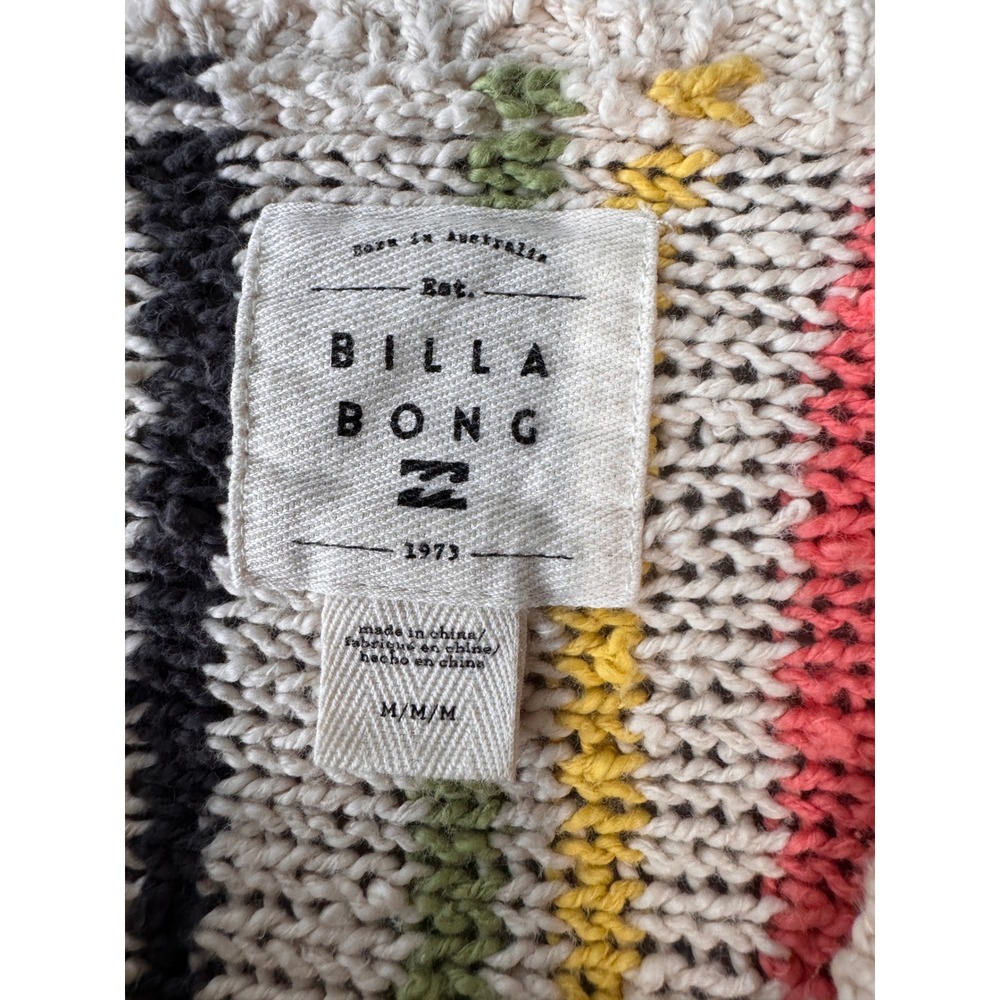 Billabong Women's Medium Multicolor Striped Open Knit Sweater Boho Pullover - Picture 3 of 5